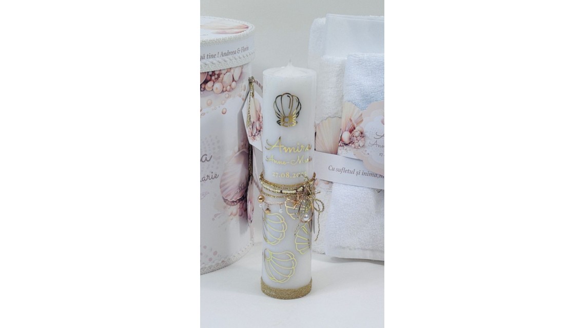 Trusou botez cu perle și scoici în nuanțe sand & peach – „Perle Marine” 3